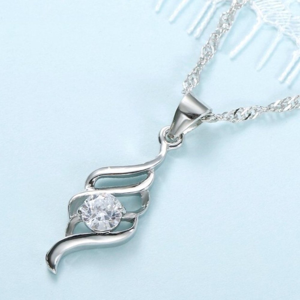 💎 NEW ❤️ Cute Spiral 925 Sterling Silver Bundle Necklace Earrings Modern - Picture 8 of 8